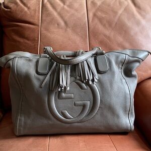 🩶💛🩶Large Gucci Gray Soho Leather Tote with Tassels🩶💛🩶